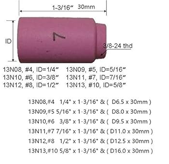 ヌードルス様 RIVERWELD TIG Alumina Nozzle Ceramic Cups 13N11 7# 7/16
